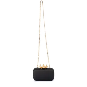 Olga Berg - BLACK ADELE Orchid Lock Clutch - OB6505