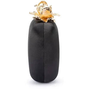 Olga Berg - BLACK ADELE Orchid Lock Clutch - OB6505