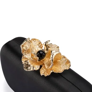 Olga Berg - BLACK ADELE Orchid Lock Clutch - OB6505