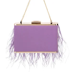 Olga Berg - Lilac ESTELLE Feather Clutch OB4773