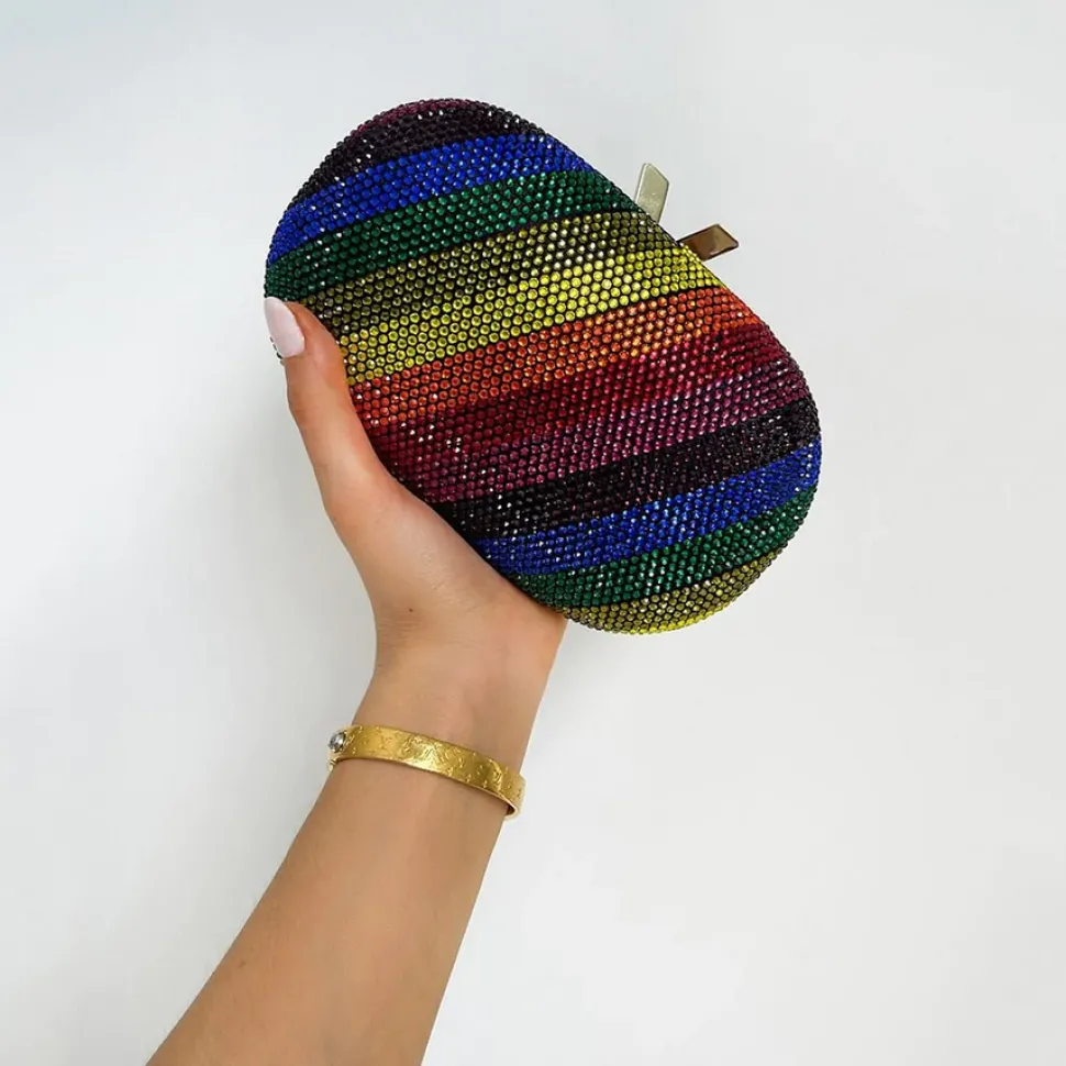 olga_berg__rainbow_pot_of_0.webp Olga Berg - Rainbow POT OF GOLD Hotfix Oval Clutch Bag - OB7455