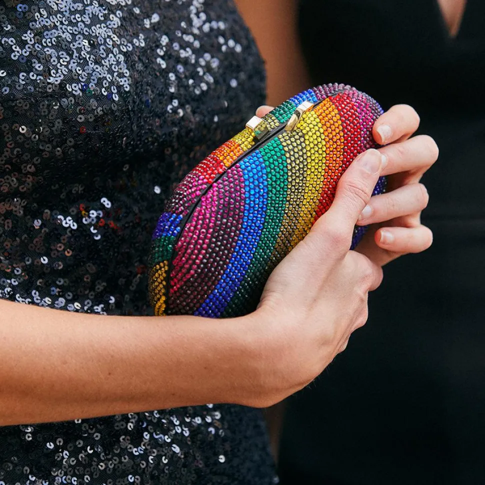 olga_berg__rainbow_pot_of_3.webp Olga Berg - Rainbow POT OF GOLD Hotfix Oval Clutch Bag - OB7455