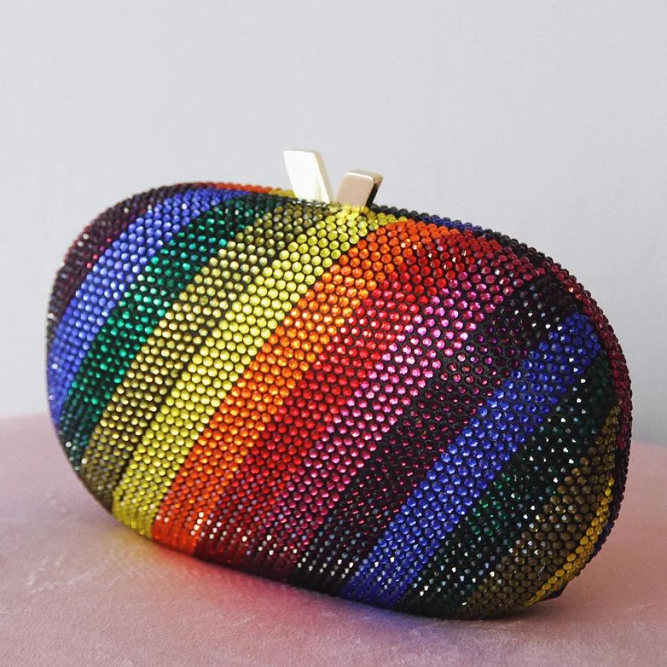 olga_berg__rainbow_pot_of_4.webp Olga Berg - Rainbow POT OF GOLD Hotfix Oval Clutch Bag - OB7455