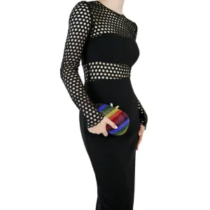 Olga Berg - Rainbow POT OF GOLD Hotfix Oval Clutch Bag - OB7455