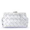 Olga Berg - Silver QUINN Woven Clutch - OB2122