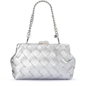 Olga Berg - Silver QUINN Woven Clutch - OB2122