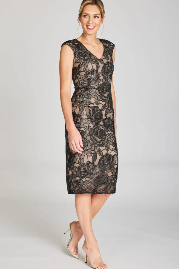 Pink Ruby - Sophistication V Front Dress - Black Nude FINAL SALE