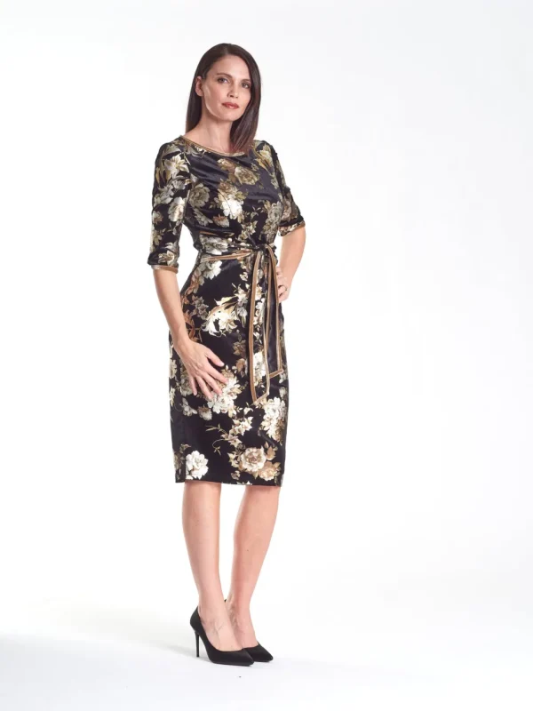 Pink Ruby - Velvet Tie Dress - Flower Print FINAL SALE