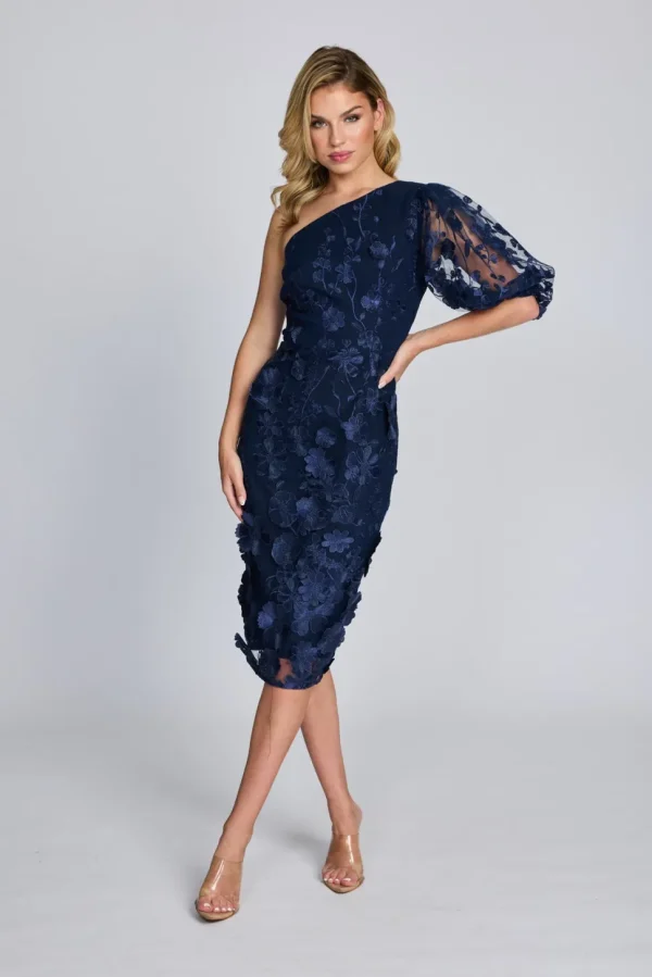 Romance - Blake One Sleeve Dress - Navy Flower