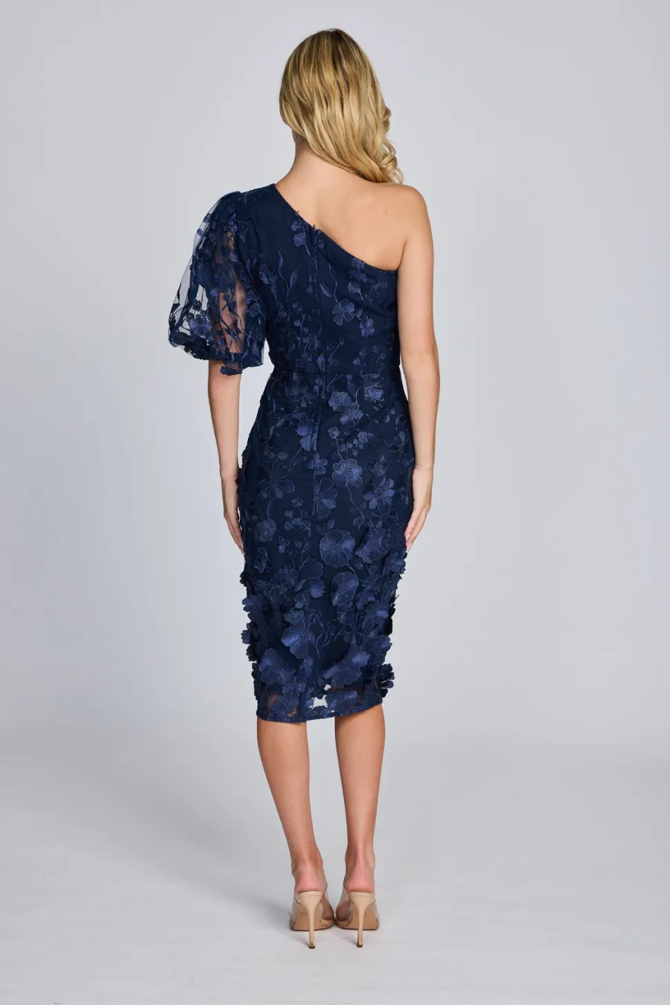 romance__blake_one_sleeve_2.webp Romance - Blake One Sleeve Dress - Navy Flower