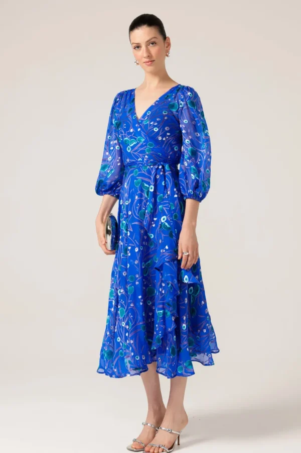 Sacha Drake - Bowerbird Wrap Dress - Periwinkle Poppy