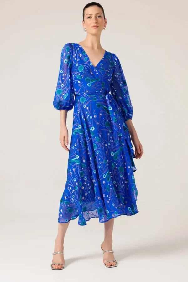 Sacha Drake - Bowerbird Wrap Dress - Periwinkle Poppy