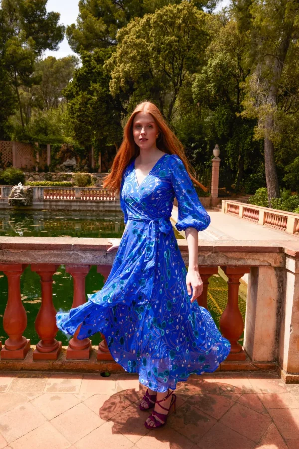Sacha Drake - Bowerbird Wrap Dress - Periwinkle Poppy
