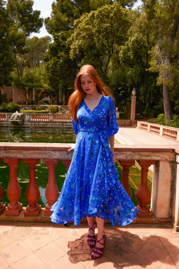 Sacha Drake - Bowerbird Wrap Dress - Periwinkle Poppy