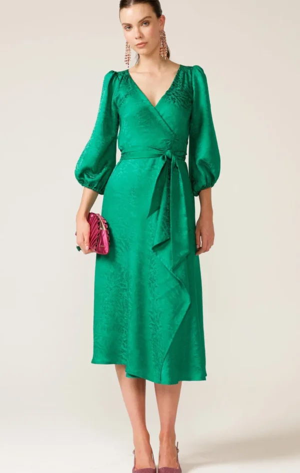 Sacha Drake - Chateau Wrap Dress - Emerald Jacquard