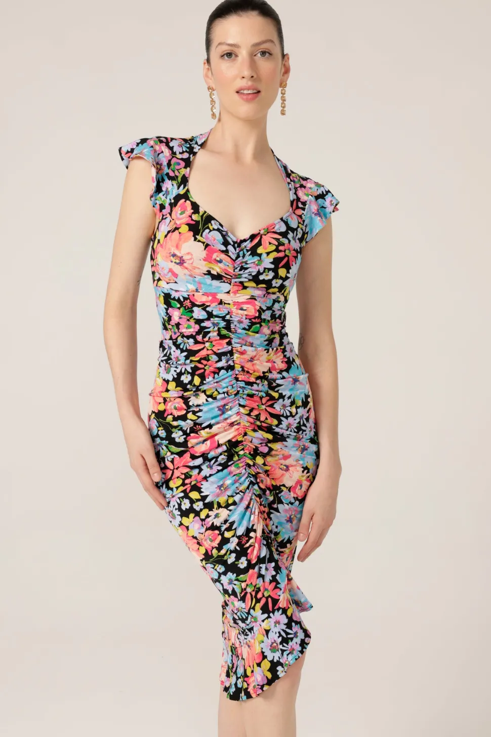 sacha_drake__gouldian_fin_0.webp Sacha Drake - Gouldian Finch Dress - Black Multi Floral FINAL SALE