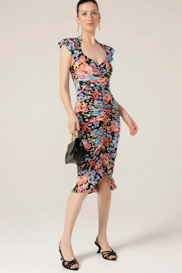Sacha Drake - Gouldian Finch Dress - Black Multi Floral FINAL SALE