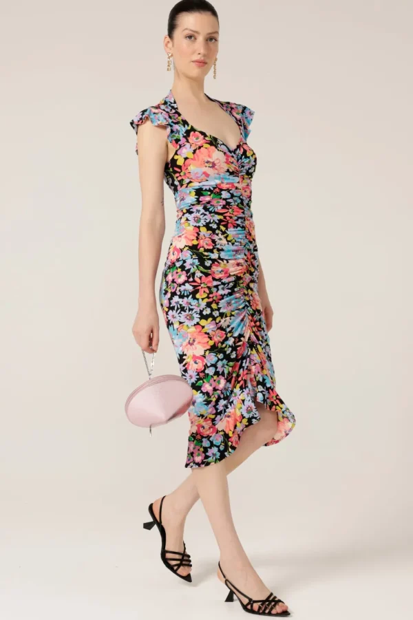 Sacha Drake - Gouldian Finch Dress - Black Multi Floral FINAL SALE