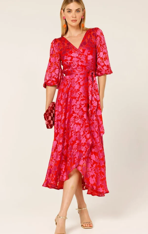 Sacha Drake - Lily Fire Wrap Dress - Pink Red Floral