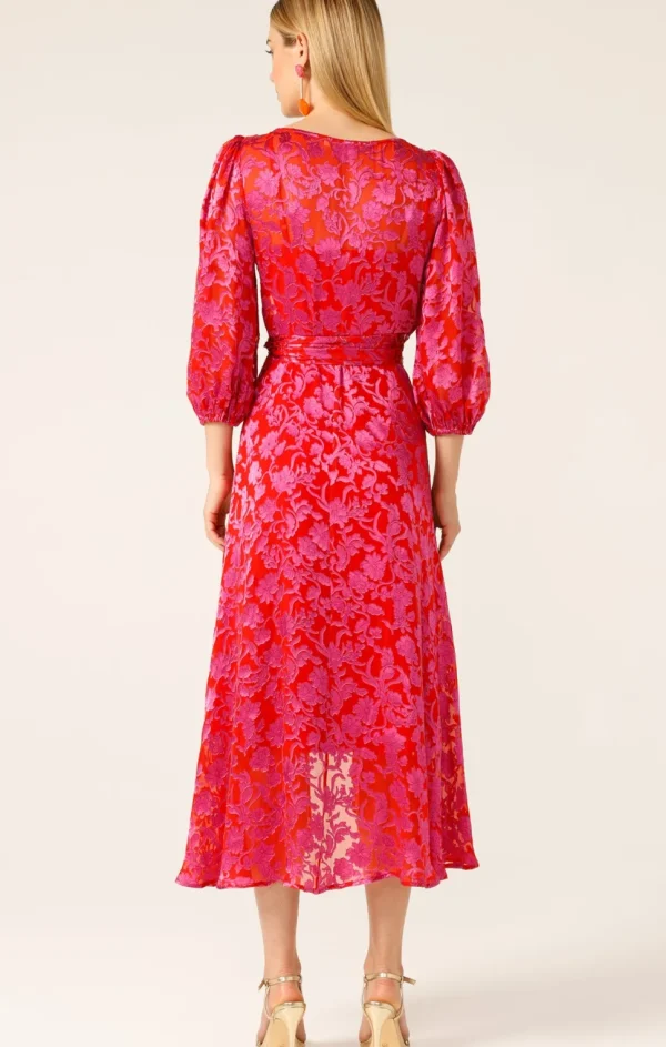 Sacha Drake - Lily Fire Wrap Dress - Pink Red Floral