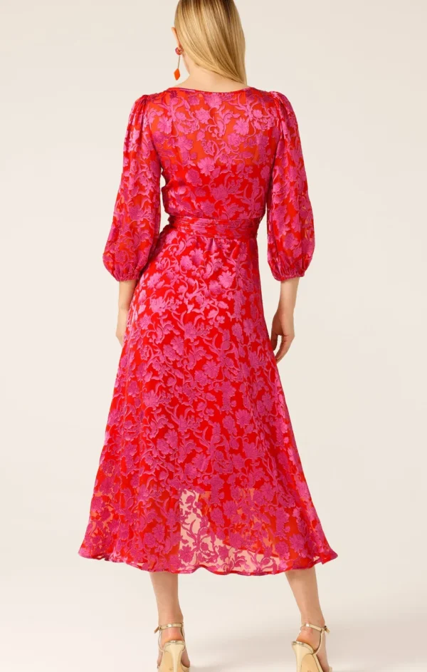Sacha Drake - Lily Fire Wrap Dress - Pink Red Floral