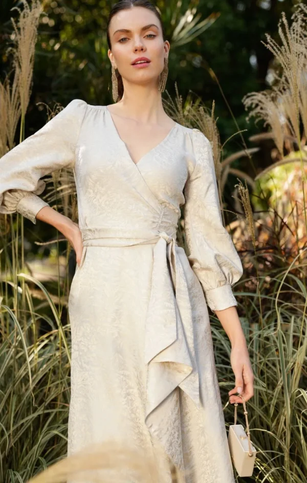 Sacha Drake - Versailles Wrap Dress - Oyster Jacquard