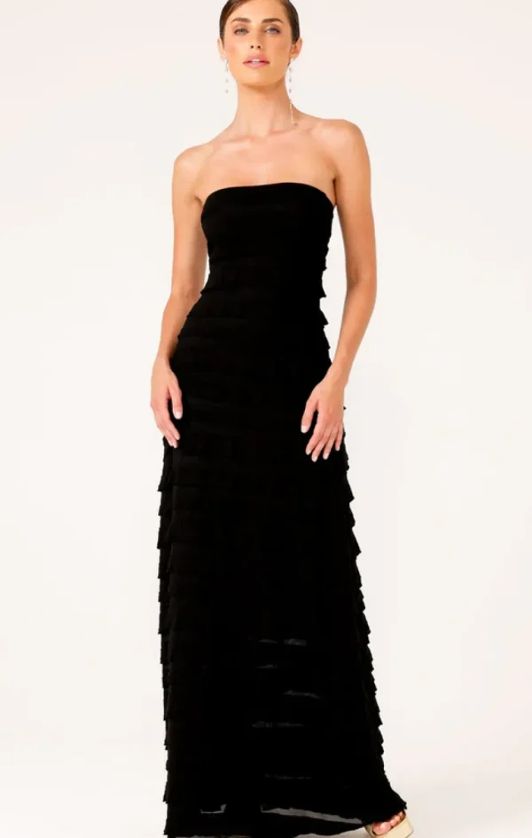 Sacha Drake Maddison Maxi Ruffle Dress - Black
